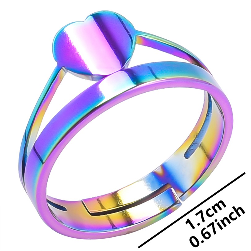 Daily Occasion 304 Stainless Steel Material PVD Coated Real Gold Plated 18K Gold Heart Shape 304 Stainless Steel Sweet Waterproof Non Tarnish Open Ring
