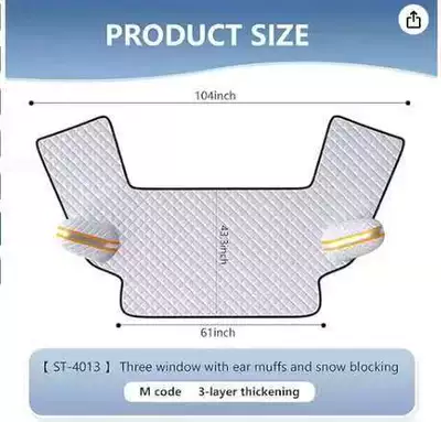 Car snow shield Anti-Freeze, Rainproof, Sunproof, Dustproof - three-window-snow-shield-with-earmuffs