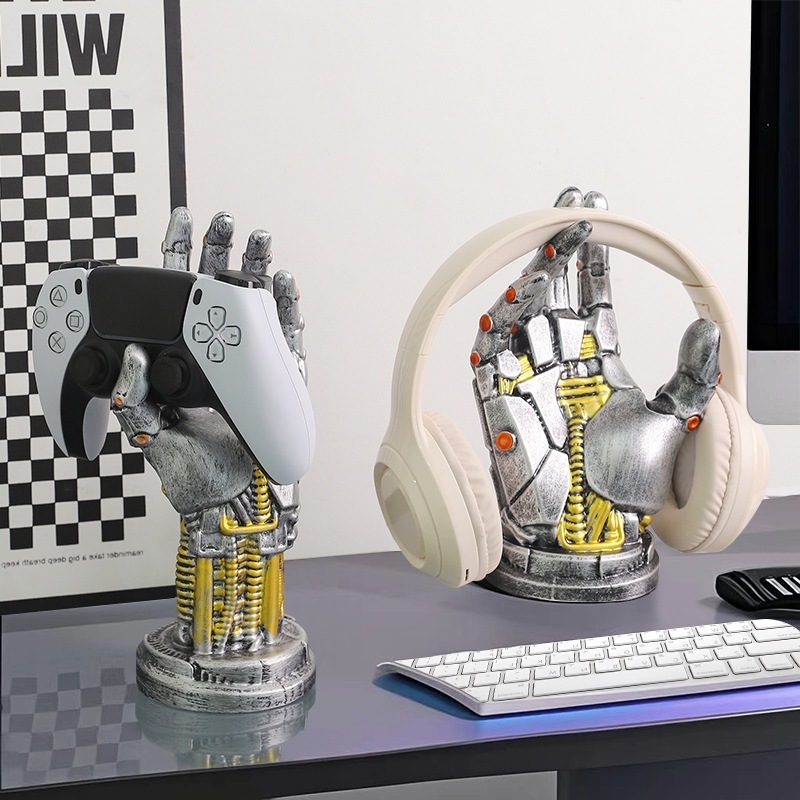 クロスボーダーのロボットの阿修罗のゲームのハンドルのスタンドの指の手の串のスタンドの写真を撮る背景のサイバーパンクの置物|undefined