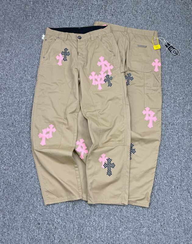正确版CH克罗十字架皮标水洗牛仔裤情侣街头宽松牛仔长裤批发|undefined