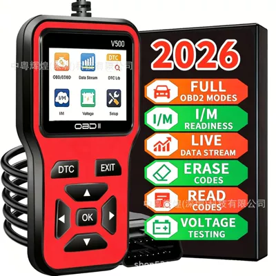 Cross-border exclusive supply of V500 car fault detector OBD2 engine fault light reset code reader tester (Avtomobil diaqnostika alətləri) - v500-red-boxed