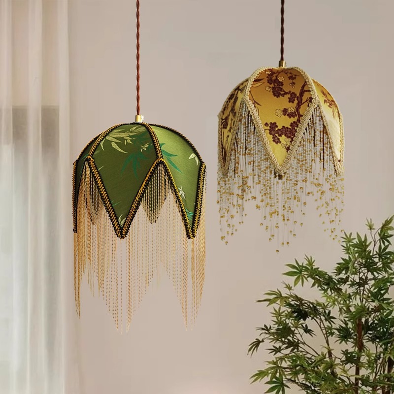 Medieval fresa retrógrada tela residencial restaurante pequeño candelier americano sala de estar dormitorio lámpara de estudio lámparas Zhongshan