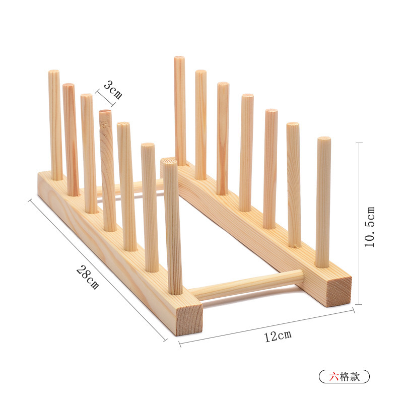 Escurridor y Organizador de Platos de Madera de Pino para Cocina