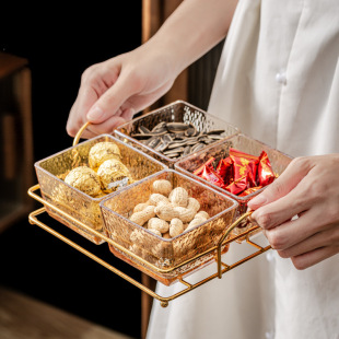 Glass Partitioned Fruit Plate Commercial Snack Snack Plate Bar Foot Bath Club Ktv Billiard Hall Grids