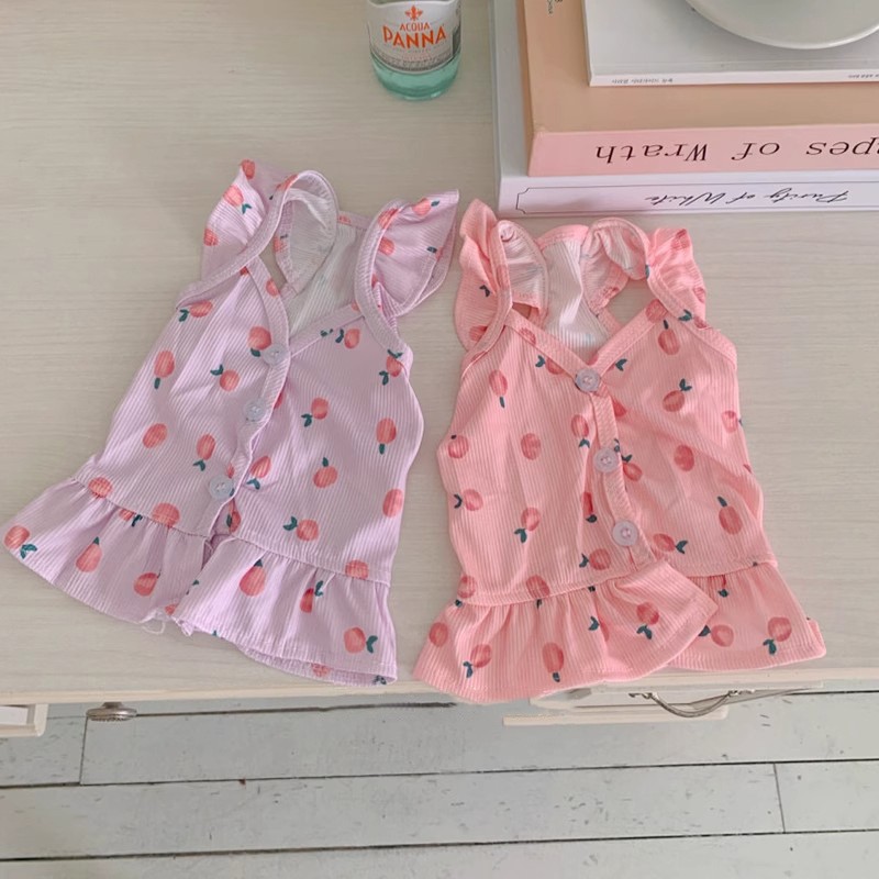 애완견 옷 새로운 봄, 여름 얇은 공주 드레스 테디 비숑 요크셔 테리어 강아지 탈모 방지 조끼