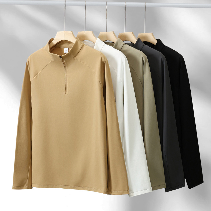 Men's Semi-zipper Sports Quick-drying Sweater Stand-up Collar Fitness Suit_voghion.com