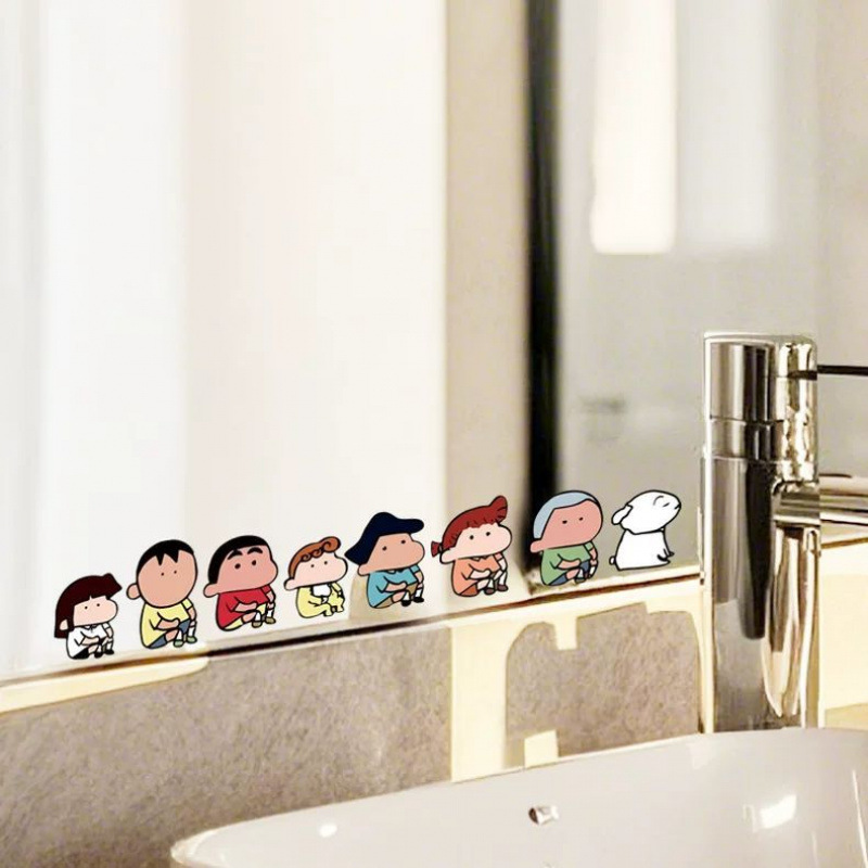 Crayon Shin-Chan Mirror Sticker Decoration Bathroom Small Pattern Toilet Self-Adhesive Blocking Artifact High-End Crayon Shin-Chan Mirror Sticker Decoration Bathroom Small Pattern Toilet Self-Adhesive Blocking Artifact High-End