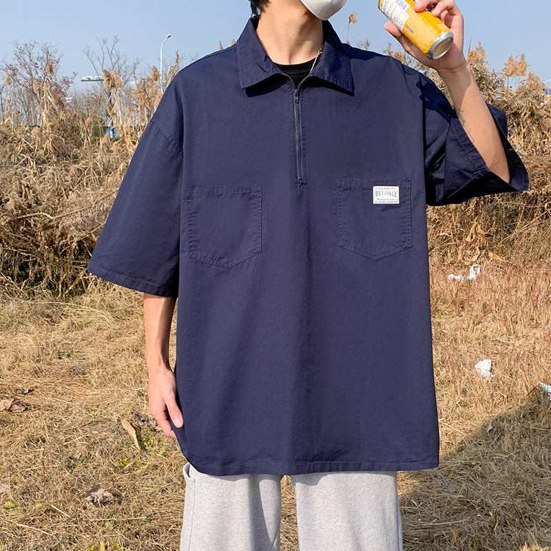 Moda coreana 2024 nuevo estilo coreano estilo de Hong Kong camiseta de manga corta para hombres solapa camisa POLO moda coreana para hombres