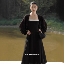 ES MODISH 春季新品慵懒风宽松长袖外搭针织衫优雅披肩式毛衣女生