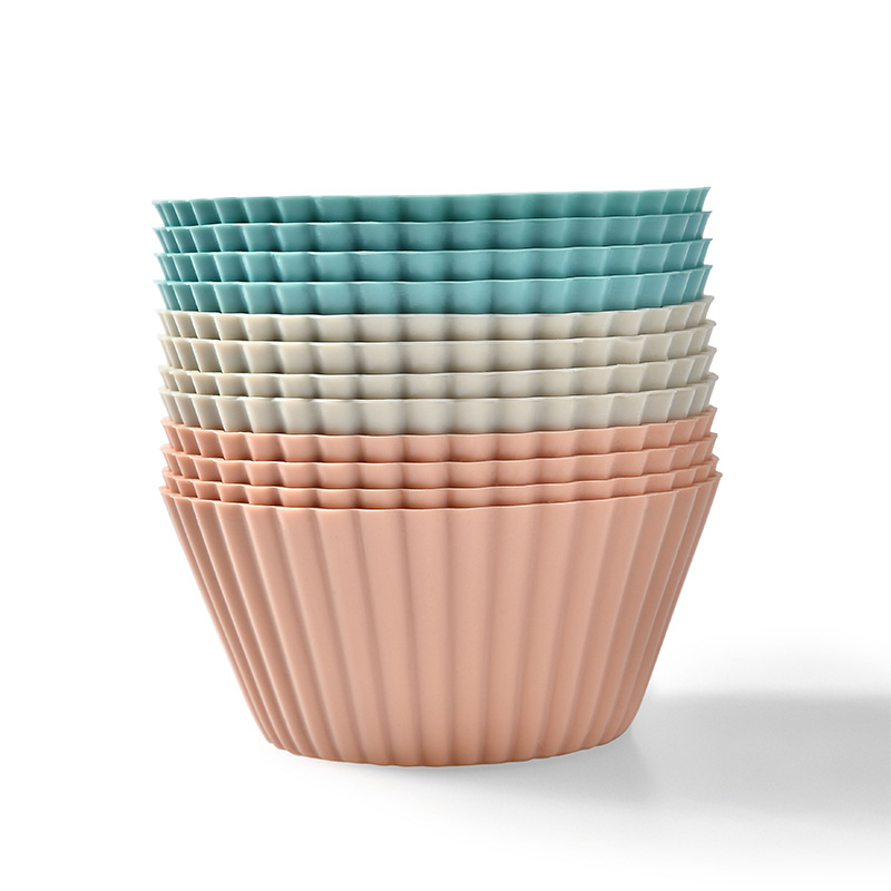 亞馬遜高顏值圓形硅膠馬芬杯套裝蛋糕模具烘培寶寶輔食蒸糕模具