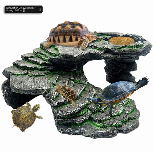 Tortoise basking platform climbing ramp hideout shelter pet aquarium scenery tortoise sunbathing platform