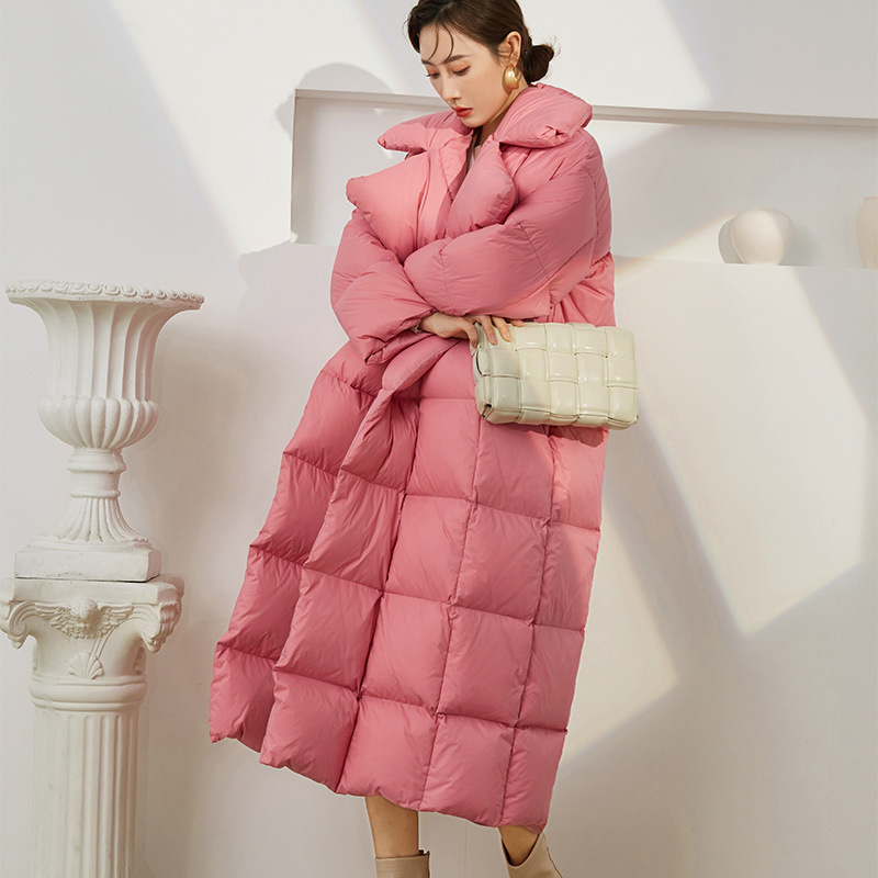 Light luxury large goose down jacket for women 2023 Winter new mid-length over-the-knee thickened loose Korean style coat for women