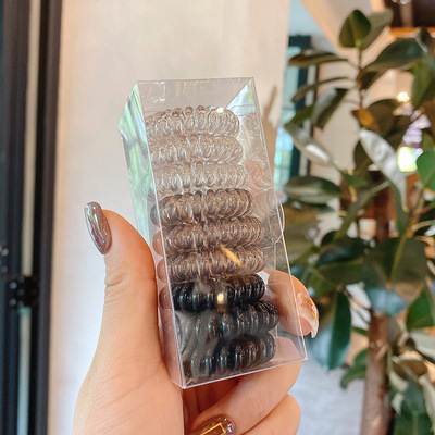 韓国風スイートヘアアクセサリー 夏用電話コード風丸型ヘアゴム 女性用高級感ヘアリング 丸型万能ヘアゴム 髪を結ぶゴムバンド|undefined