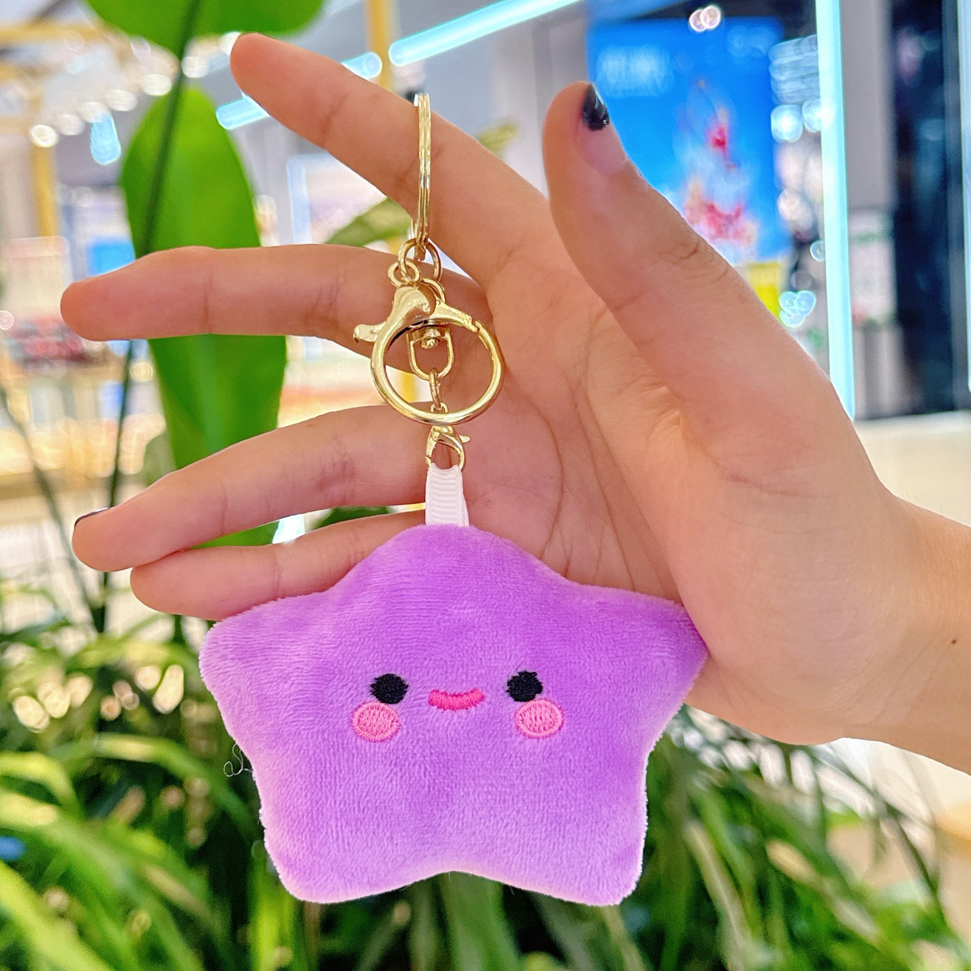 Creativa pequeña estrella llavero de peluche estrella mochila muñeca colgante muñeca juguete al por mayor