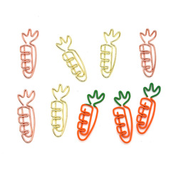 Cartoon-style metal carrot-shaped creative cute colorful paper clips stationery fruit-shaped bookmark