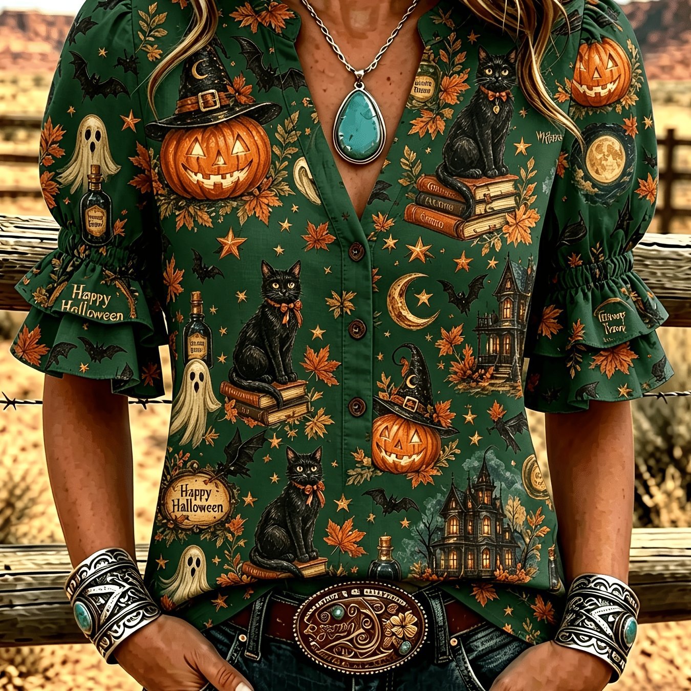 Transfronterizo exclusivo para camisas de impresión vintage mujeres sueltas de cuello en V de manga corta chaqueta bohemiana Europa y América nuevo transfronterizo image 46