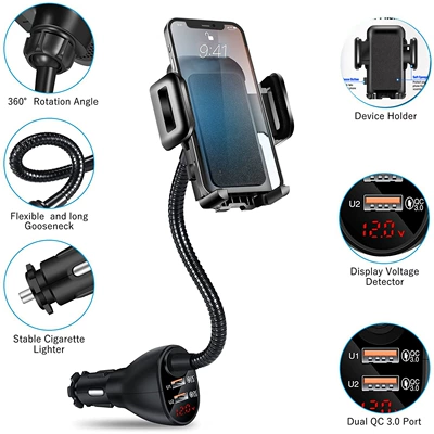 Charging Car Qi2.2 Wireless – Mobil şarj cihazları - black-q608-dual-qc-model