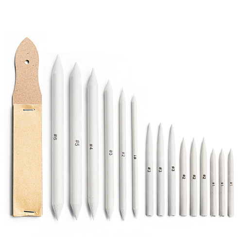 Cross-border paper erasing pen 16-piece set sandboard solid double-sided pointed erasing pen sketch painting tool hollow pen