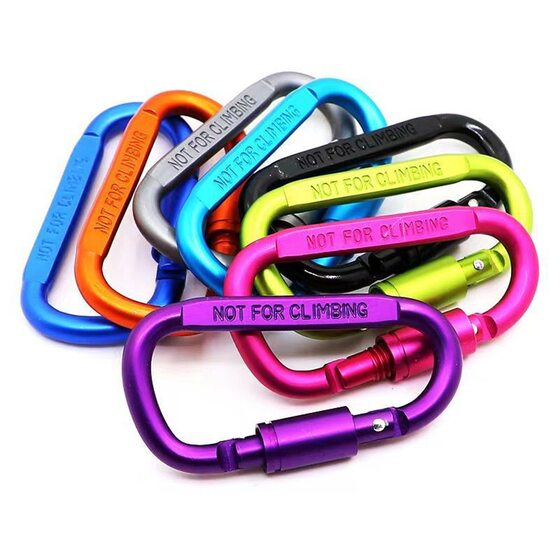 Thick side flat No.8 with lock hook D-shaped mountaineering buckle quick hanging nut buckle aluminum alloy backpack buckle