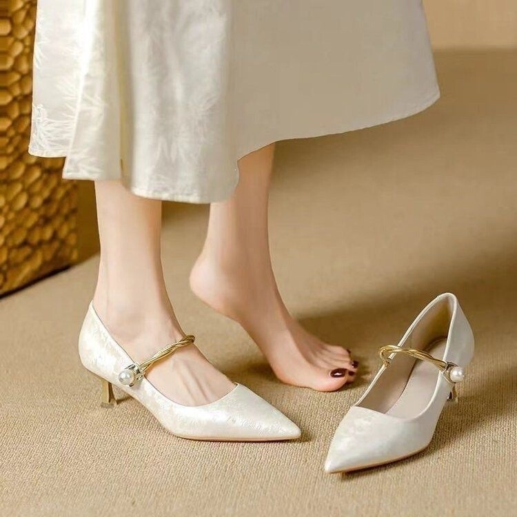Guofeng 2026 New Style Chinese-Style Pointed-Toe High Heels | Brock Color Women's Shoes Are Elegant and Slimming.