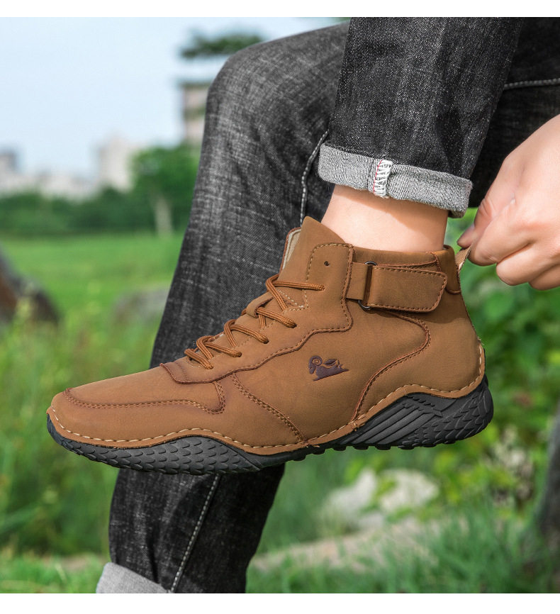 Giày bốt Martin nam cổ cao da lộn, đế bằng chống trượt, phong cách thường ngày — 55079 kaki, 55079 màu nâu, 55079 màu xám, 55079 màu đen chi tiết 13