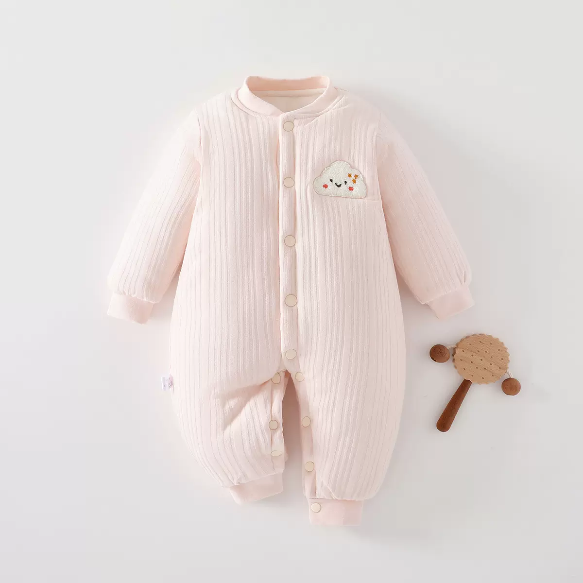 婴儿夹棉连体衣服宝宝秋冬季加棉爬爬服装新生儿棉服哈衣薄棉a类