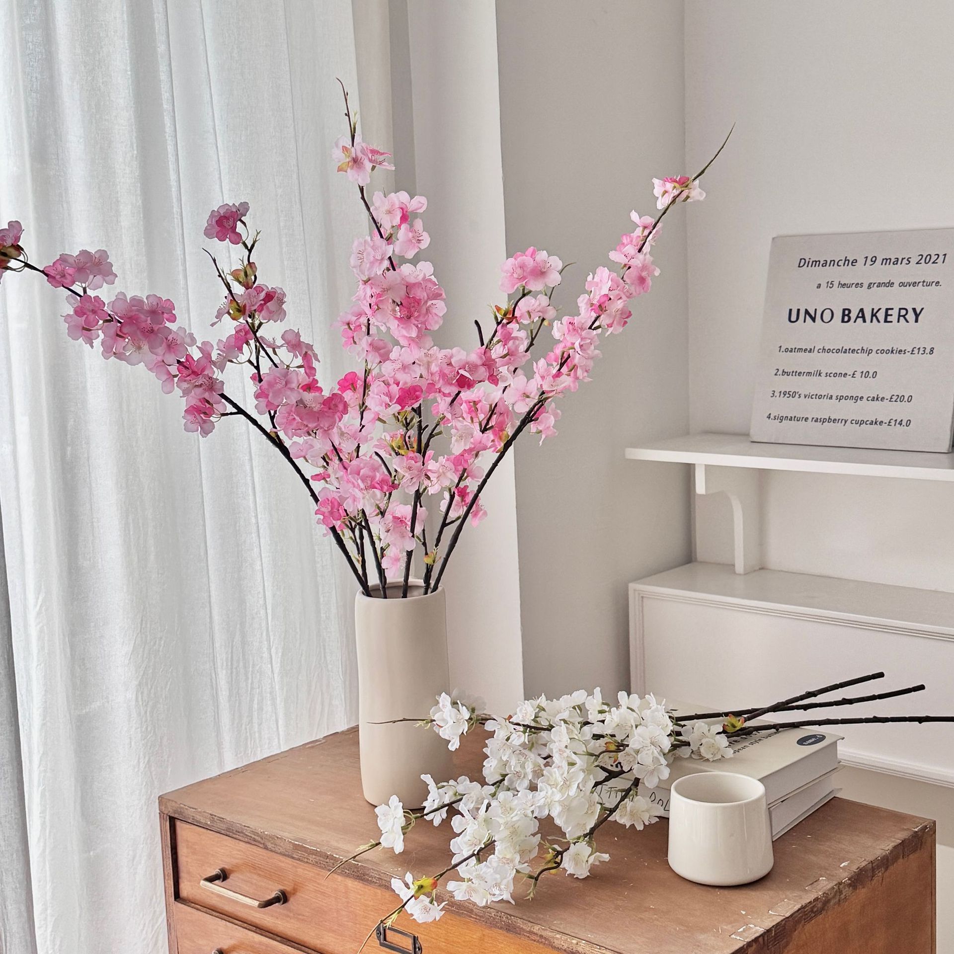 Flor de cerezo flor de imitación flor de sala de estar decoración floral flor de plástico flor seca decoración floral venta caliente transfronteriza