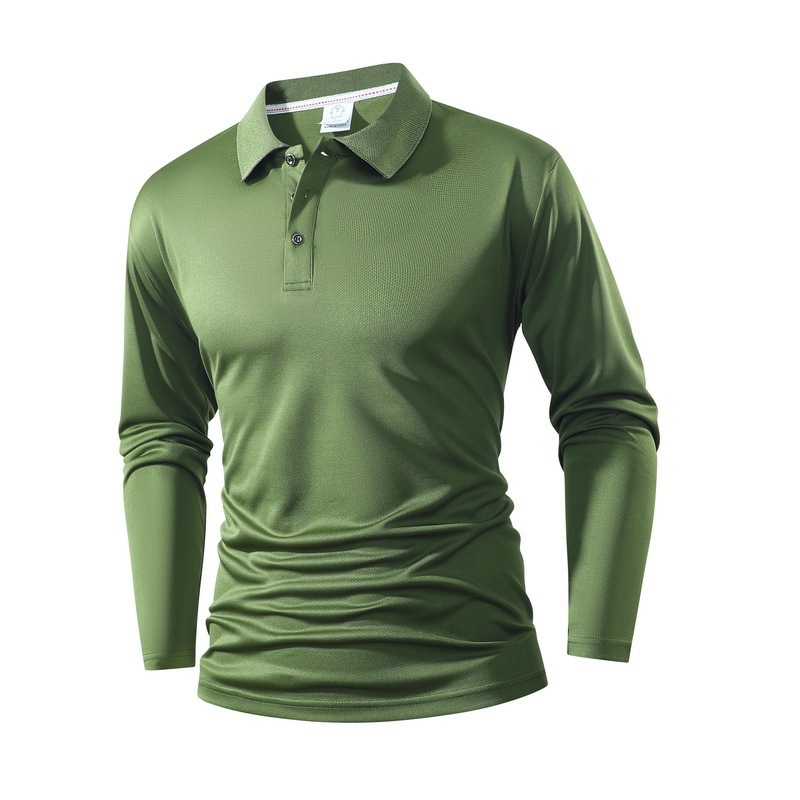 Free Shipping Cross-Border European Version Spring, Autumn and Winter New Polo Shirt Men's High-Quality Lapel Long-Sleeved T-Shirt Top Business Casual