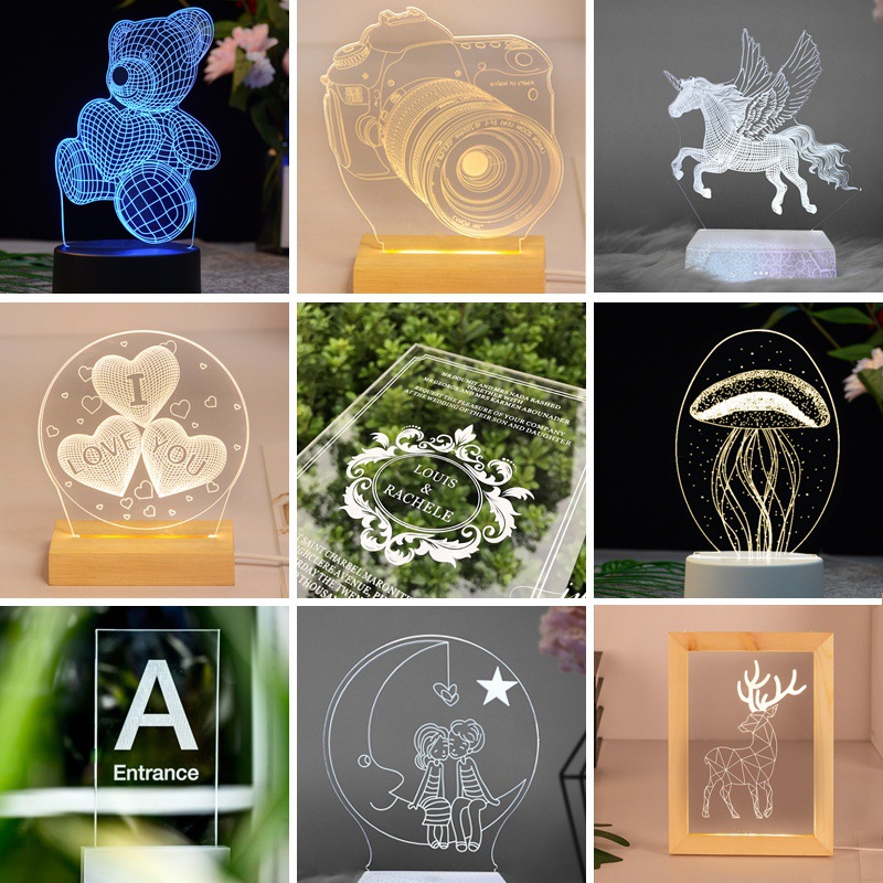 透明亚克力板激光打标镭射雕刻字logo有机玻璃板镭射导光板加工