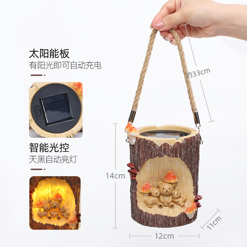 Hogar creativo jardinería paisaje jardín erizo tocones de árbol ahorro de energía luz nocturna decoración balcón colgante de luz solar