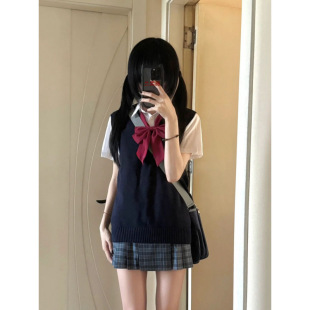 Knitted Vest Women's Vest Japanese Style Jk Layered Knitwear Multi-Color Versatile Knitwear Preppy Style Pullover Sleeveless
