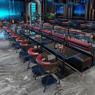 Factory Direct Sales Wholesale Internet Celebrity Western Restaurant Booth Music Bistro Luminous Table Bar Sofa Table and Chair Combination