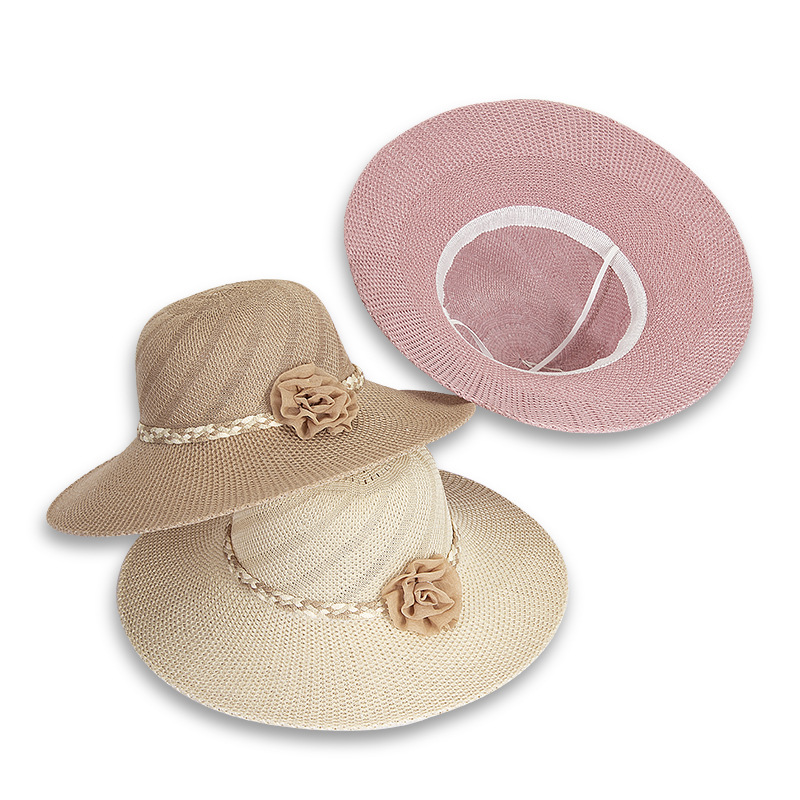 Summer Season Women's Simple Style Flower Big Eaves Straw Hat