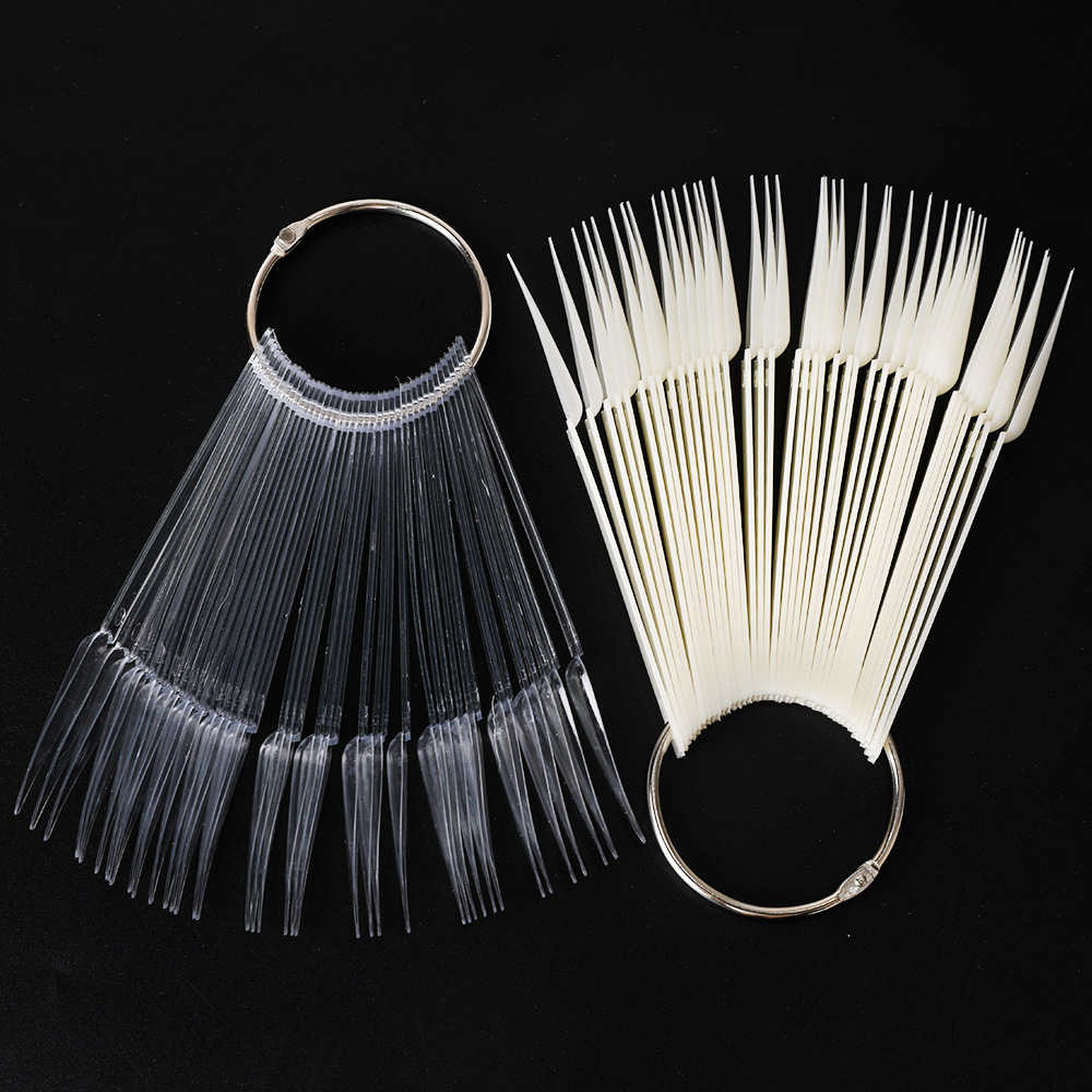 Transfronterizos para tarjetas de manicura, tarjetas de esmalte de manija, 50 piezas con herramientas de tarjetas de color de ventilador de anillo de hierro al por mayor