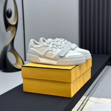 FF家唐嫣同款灰色魔术贴时尚低帮板鞋女厚底拼色真皮运动休闲鞋男