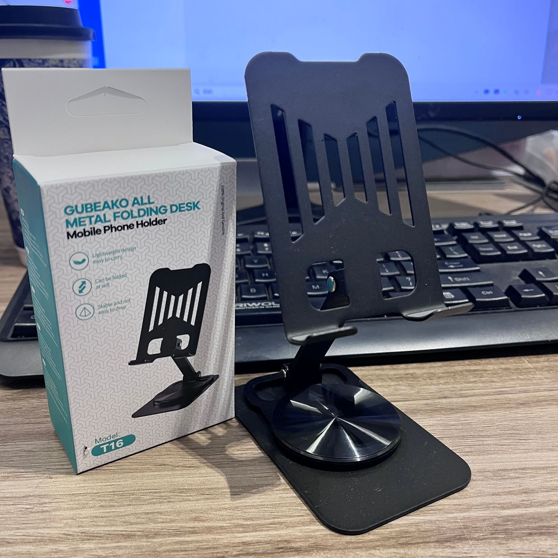 Obsidian black [full metal★360 degree rotation★Universal for mobile phones and tablets]