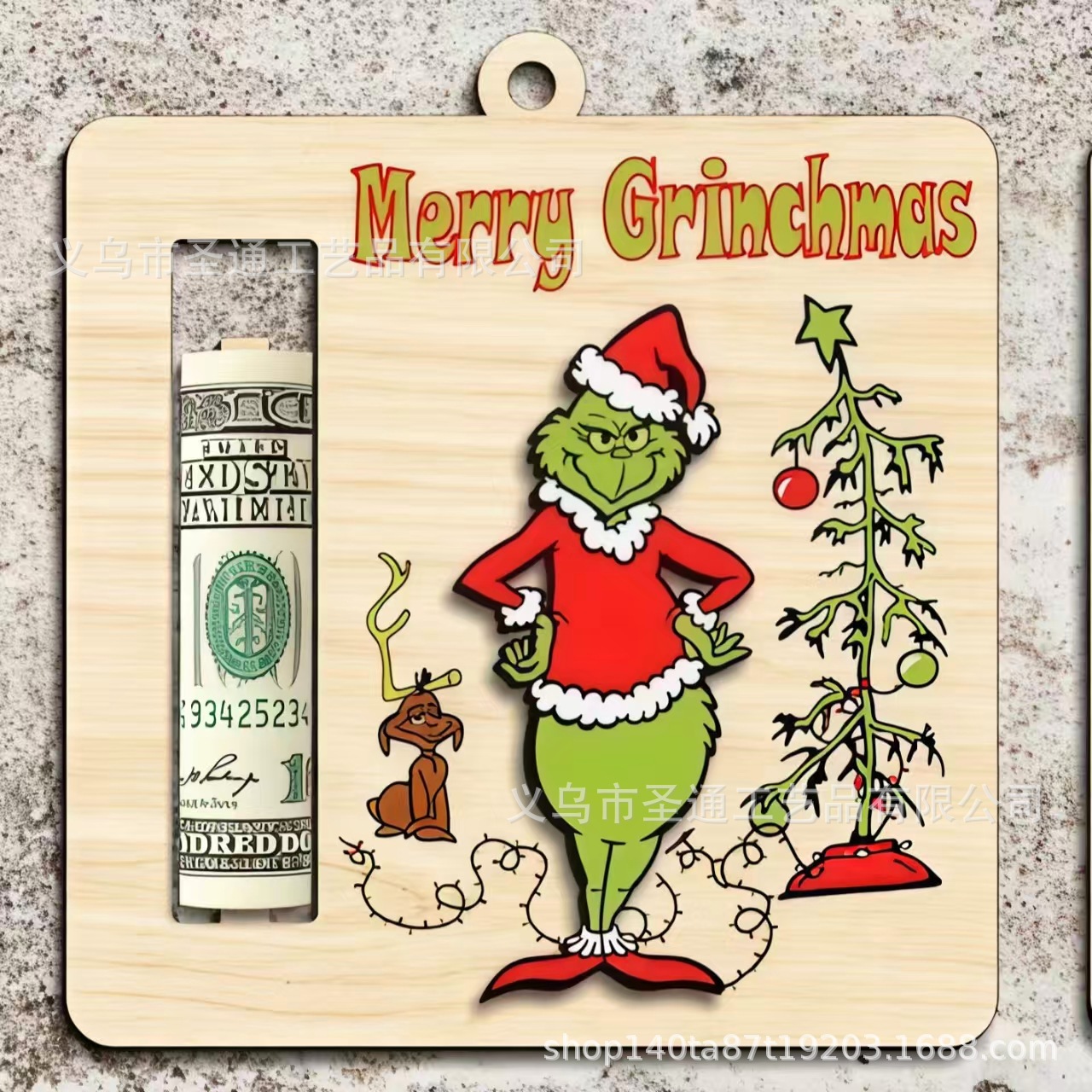 Navidad Cartoon Money Holder Ornament Navidad Green su cartera