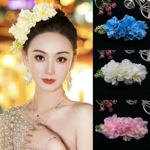 Women Xishuangbanna peacock dance head flower Dai Thailand dance dress headdress, handmade flower characteristic folk dance photography hair clip