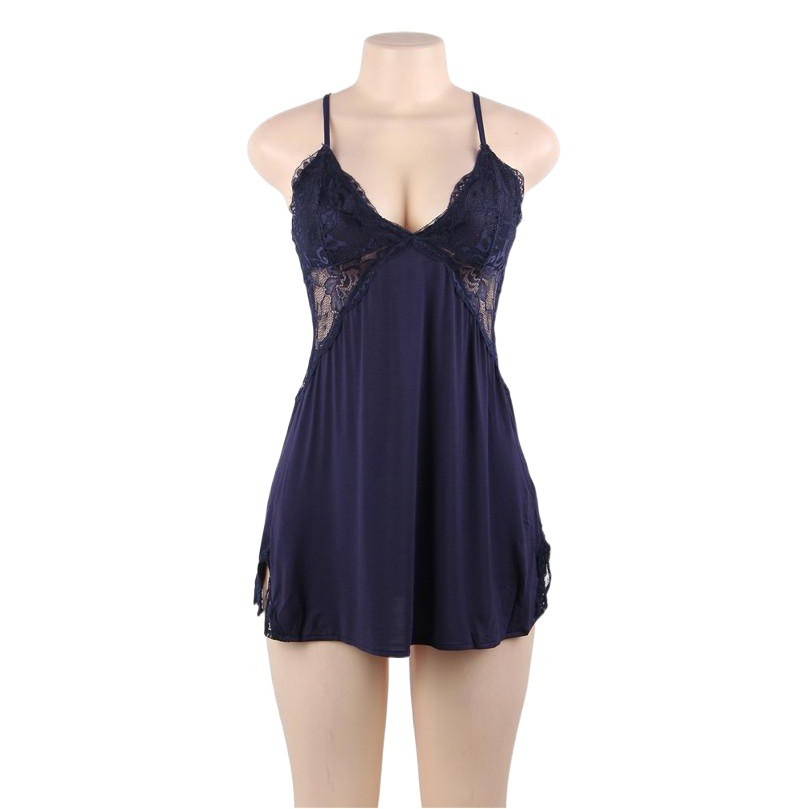 Europa y América del comercio exterior más tamaño sexy Lencería modal camisón de las mujeres sexy encaje suspender vestido Amazon pijamas al por mayor