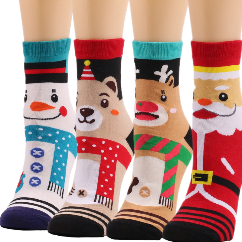 Cross-Border Socks European and American New European and American Christmas Socks Elk Snowman Women's Socks Personalized Creative Men's Mid-Calf Socks Socks