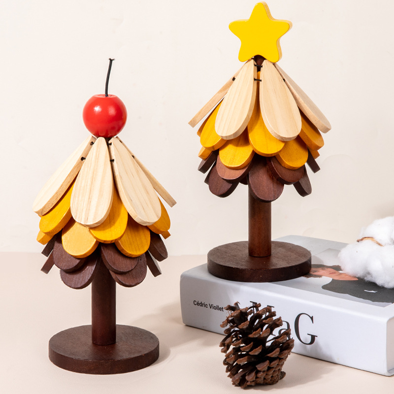 Alta sensación de árbol de Navidad almohadilla de aislamiento térmico decoración de mesa creativa un árbol de madera sólida antifalpa plegable almohadilla de tazas y platos
