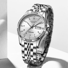 瑞士冠琴16278男士手表机械表全自动防水精钢带夜光商务男款表