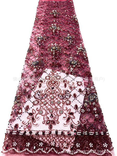 Fabricantes de perforación de cabello recto cuadrícula de cuentas bordadas de tubería sudeste asiático vestido de alta gama cena de moda brindis tela image 11