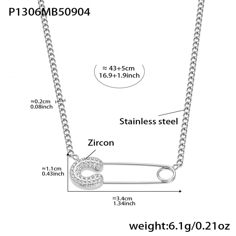 鑫艺鑫欧美饰品不锈钢回形针带钻星星吊坠锁骨项链小众设计感颈链|undefined