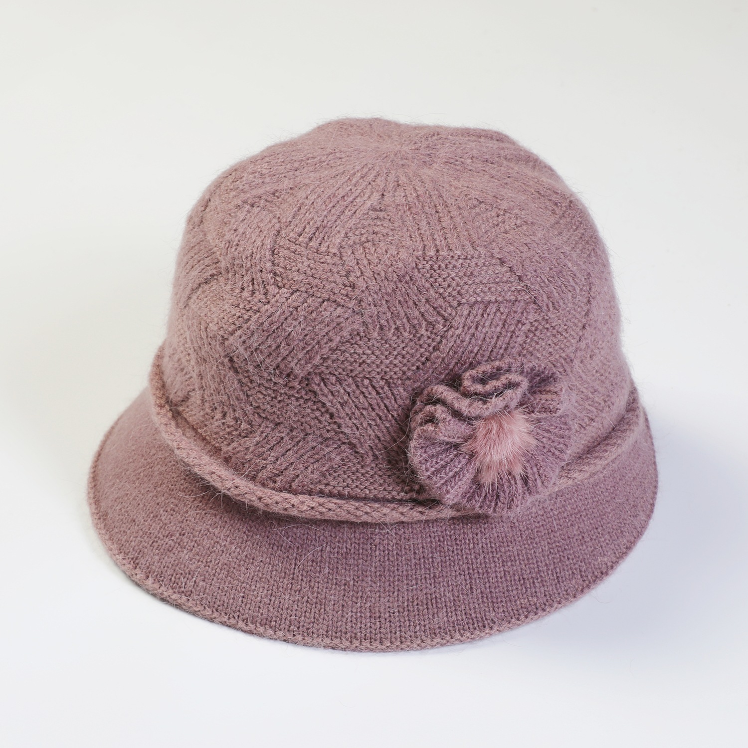 Gestrickte Damen Mütze Mit Kaninchenhaar Warm Für Den Winter_voghion.com