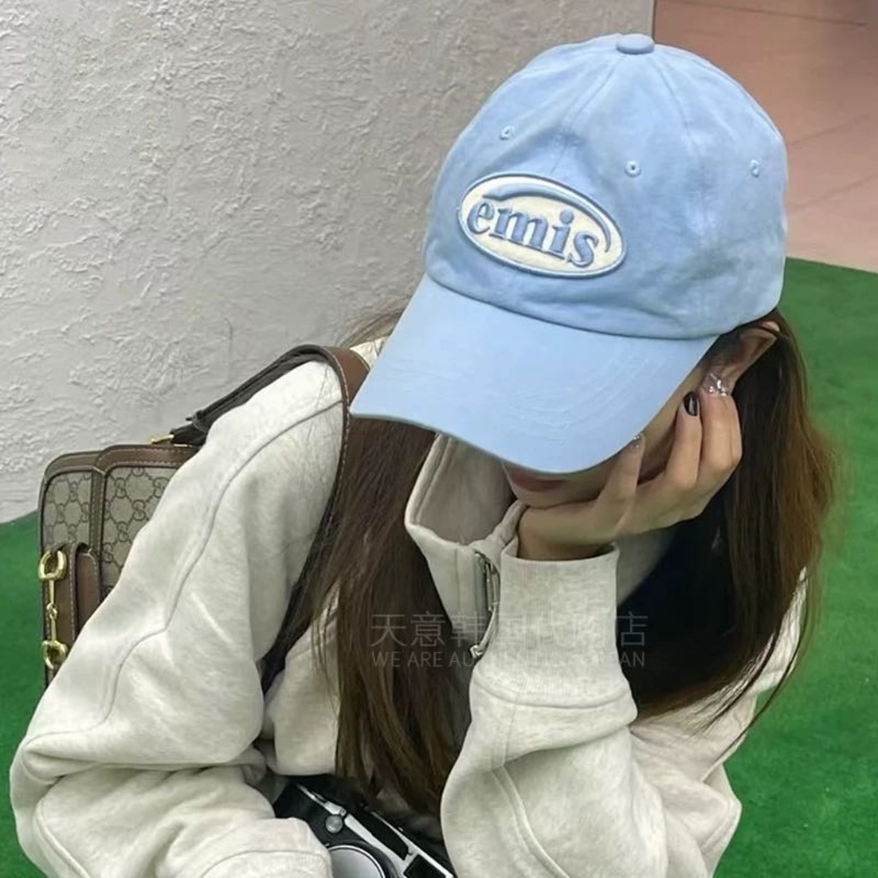 現物韓国潮牌emis帽子クラシック男女カップルモデルと高品質コーラアルファベット刺繍野球|undefined