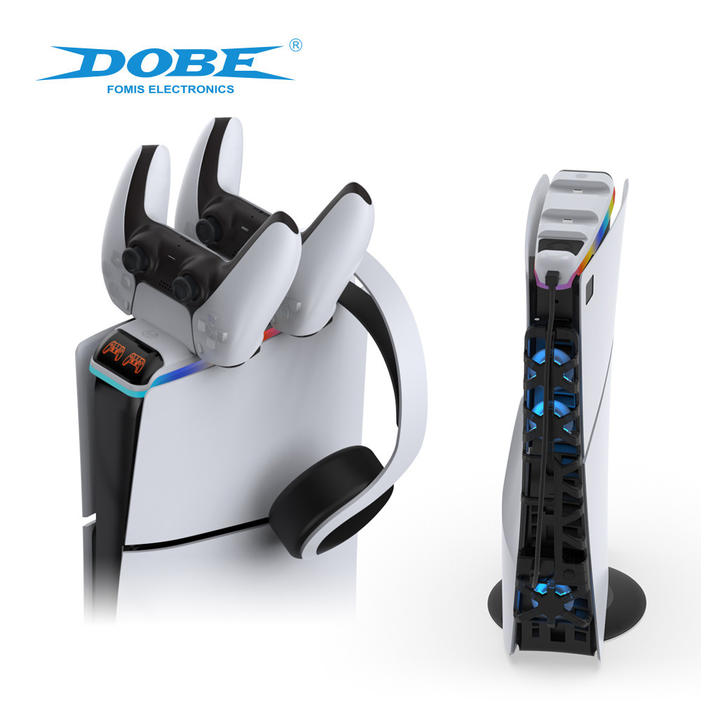 PS5slim host colorido RGB mango superior cargador PS5slim ventilador de enfriamiento disco soporte vertical