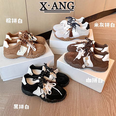 8cm内增高小个子女鞋真皮德训鞋女款阿甘鞋复古百搭休闲运动鞋子