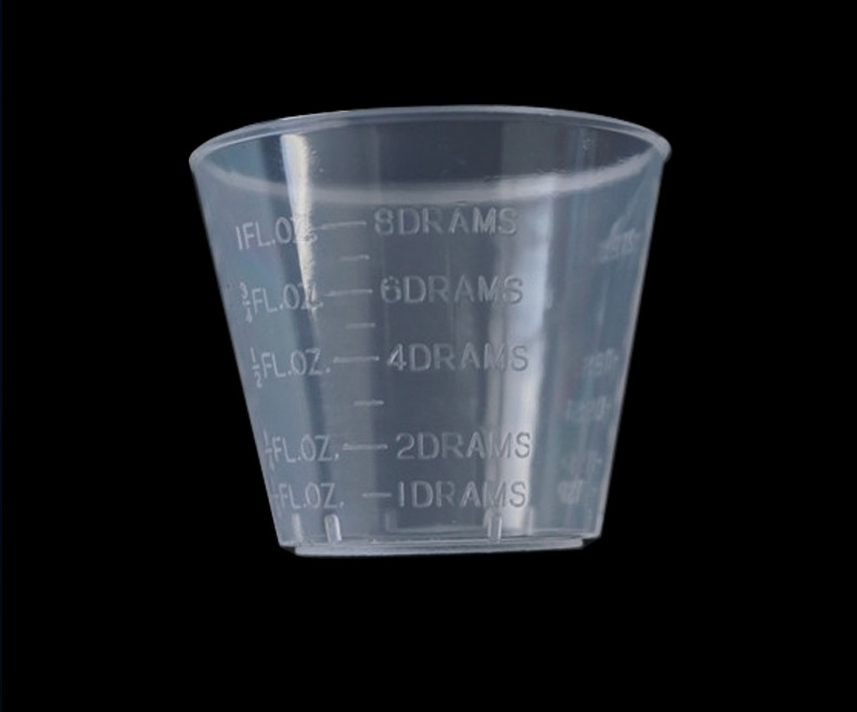 工厂批发一次性全新塑料高透明锥形加厚喝药杯优级品三面刻度量杯