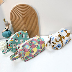 Cartoon cosmetics canvas bag for women travel portable cosmetics storage bag bag hand-held sundry organizer bag